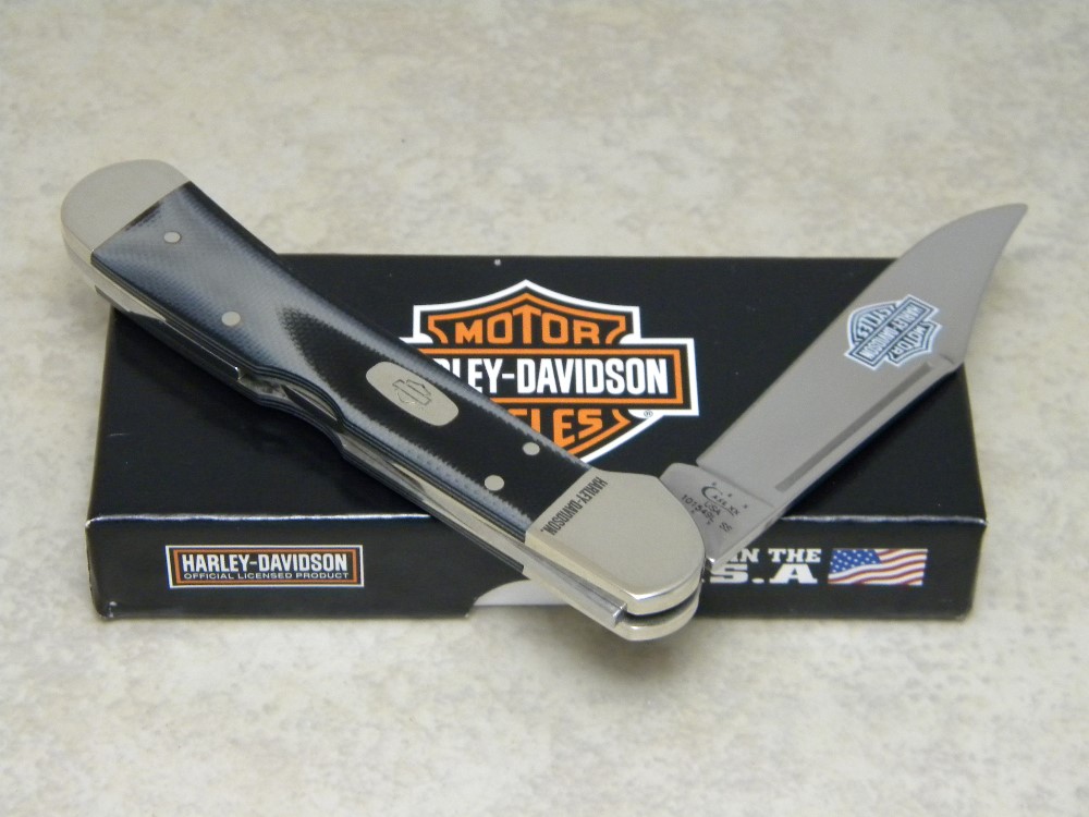 Case XX USA 2015 Black and SIlver Micarta 101549L Harley Case XX USA 2015 Black and SIlver Micarta 101549L Harley