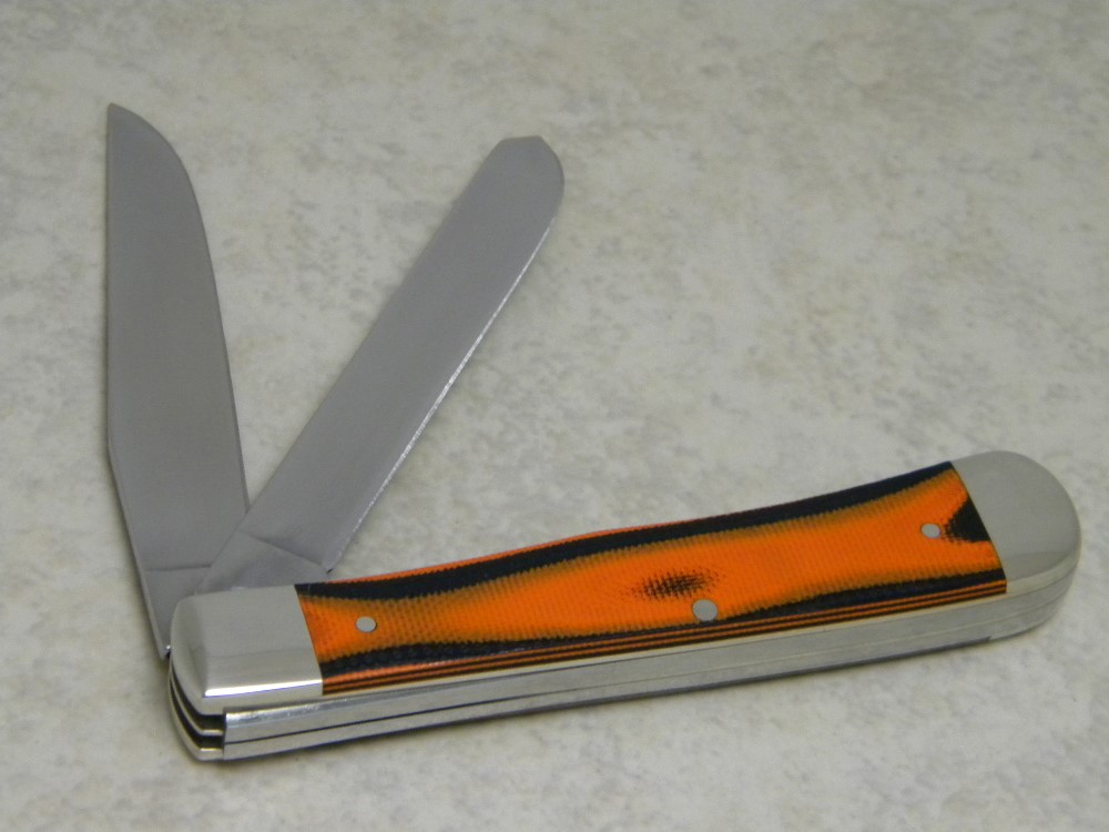 Case XX USA 2017 Black and Orange Micarta 10254 Harley Davidson SS