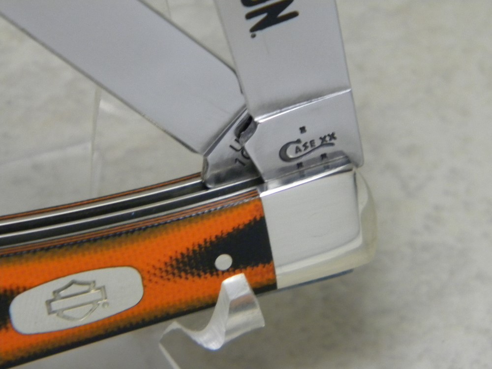 Case XX USA 2017 Black and Orange Micarta 10254 Harley Davidson SS