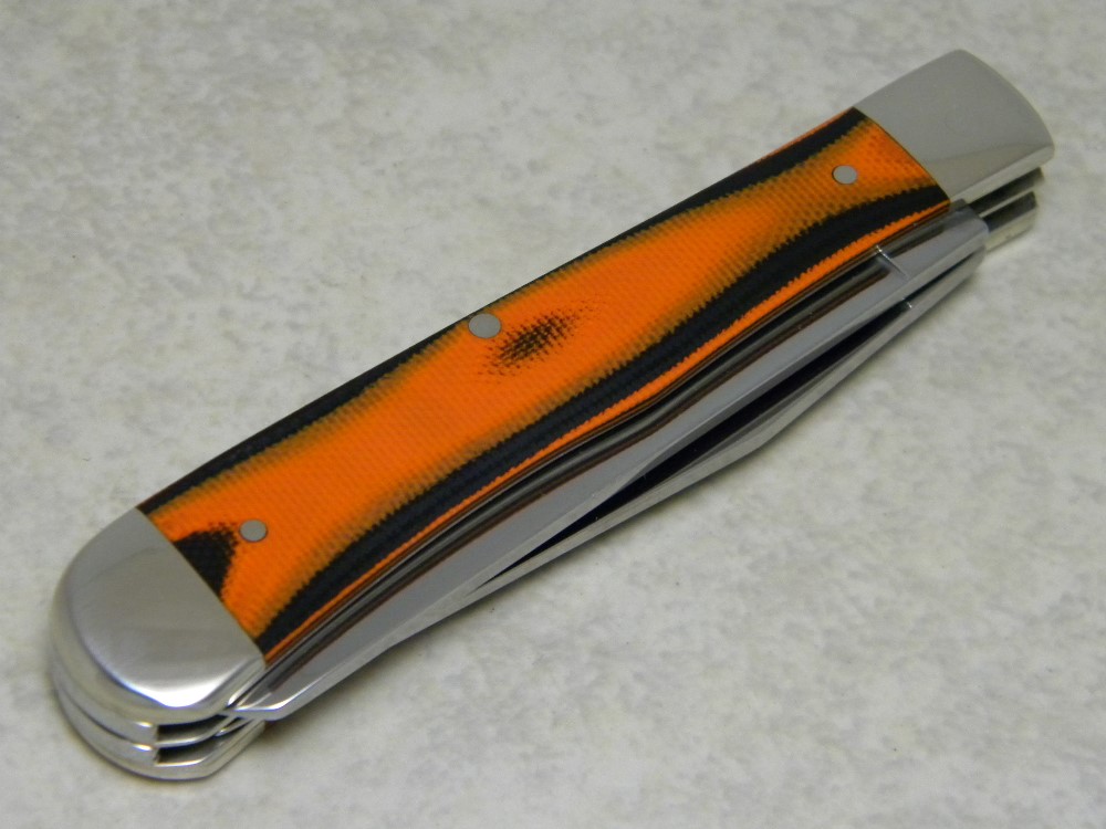 Case XX USA 2017 Black and Orange Micarta 10254 Harley Davidson SS