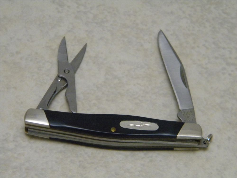 Buck 305 X USA Lancer Black Delrin 2 Blade Stockman Knife