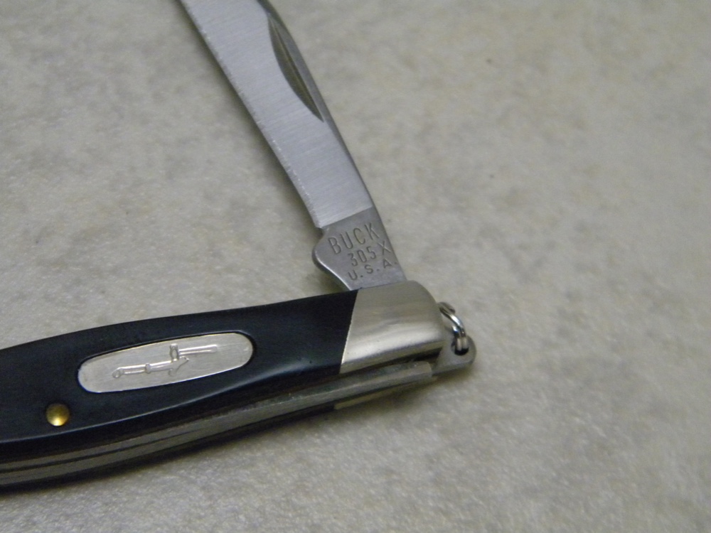 Buck 305 X USA Lancer Black Delrin 2 Blade Stockman Knife