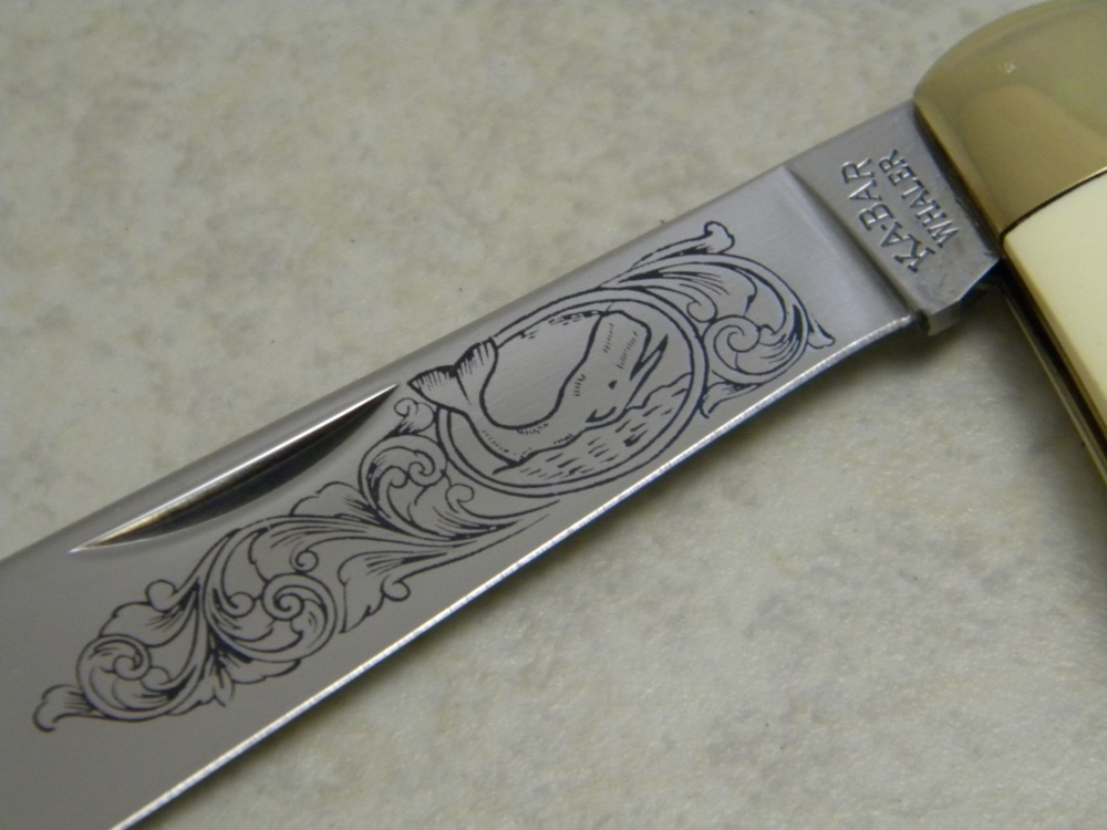 Kabar KA-BAR WLR89 Scrimshawed Imitation Ivory Whaler Knife