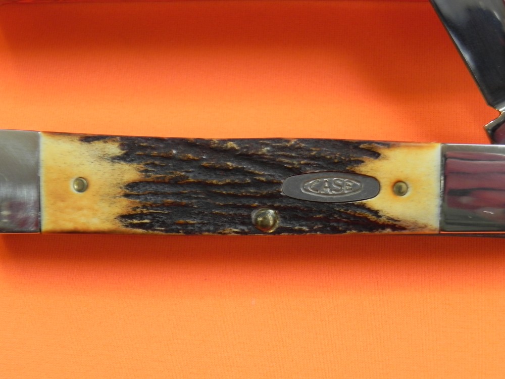 1989 Case xx Razor Pocket Knife with Great Stag Handles Mdl 52005 SS