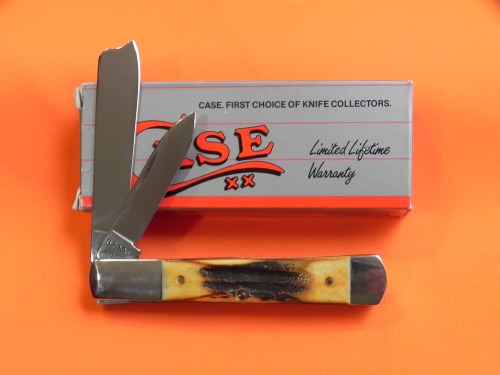 1989 Case xx Razor Pocket Knife with Great Stag Handles Mdl 52005 SS