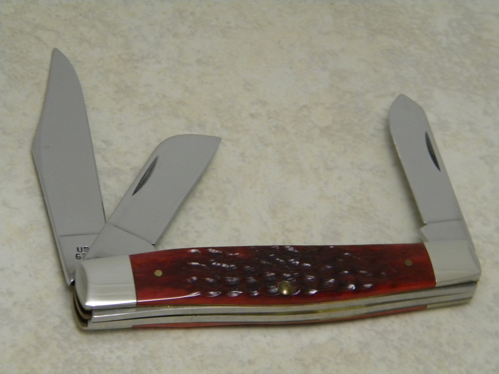Case MM USA 2000 Old Red Bone 6375 SS Millennium Large 3 Blade Stockman