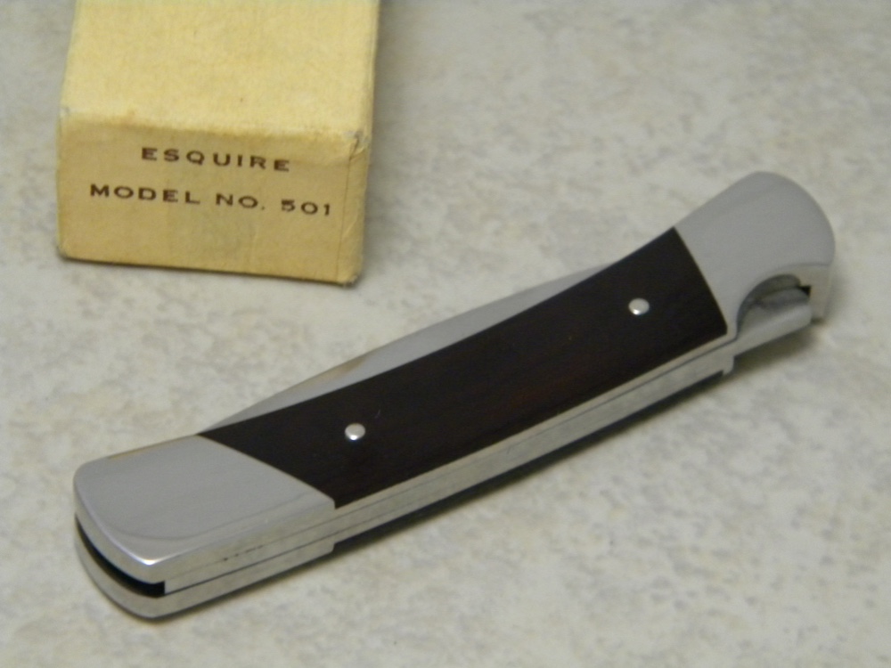 Buck USA Model 501 Micarta Esquire Lockback Knife in Box Pre1986