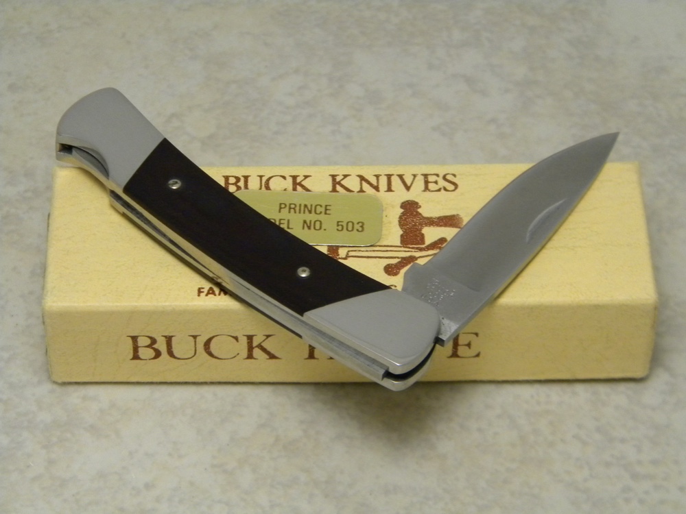 Buck USA Model 503 Micarta Prince Lockback Knife in Box Pre1986