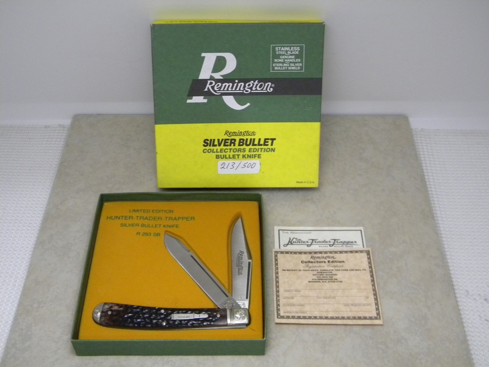 Remington UMC USA 1998 Genuine Bone R293 Engraved Silver