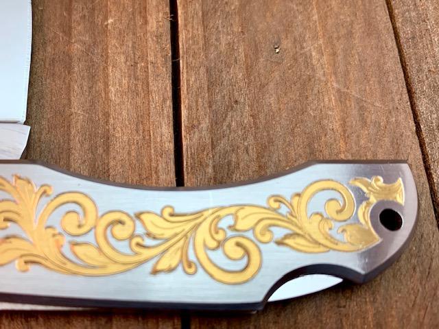Moki Made Lakota Teal Brushed Stainless with Gold Engraved