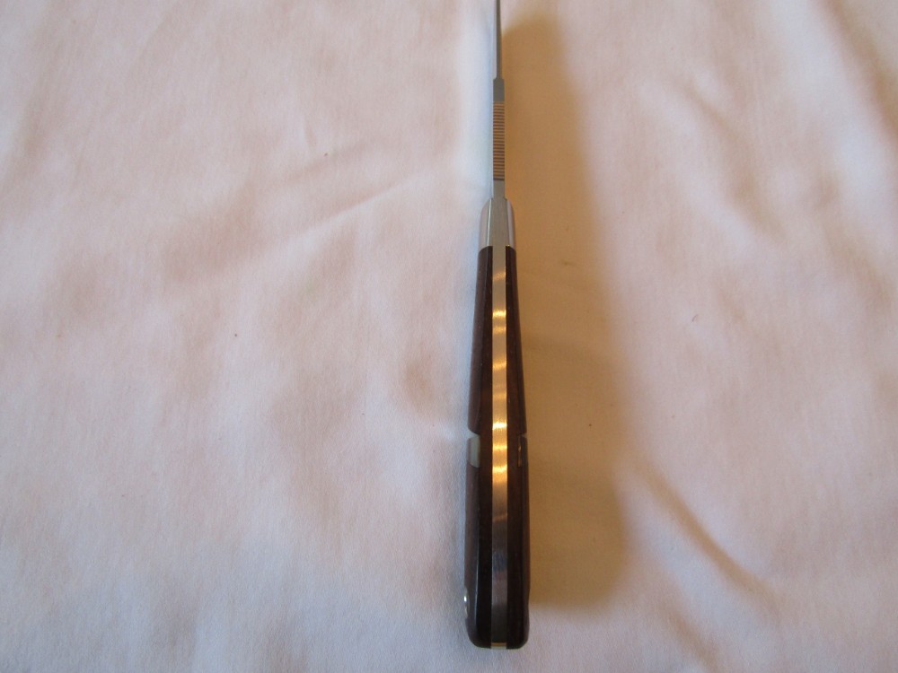Moki Bird & Trout Knife AUS 8 Steel Rosewood Abalone MOP with Leather