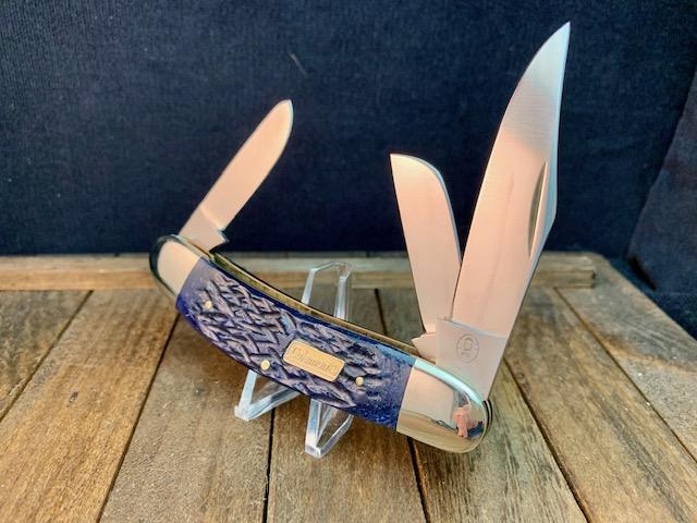 Coleman Seki Japan Made Blue Jigged Bone 3 Blade Sowbelly