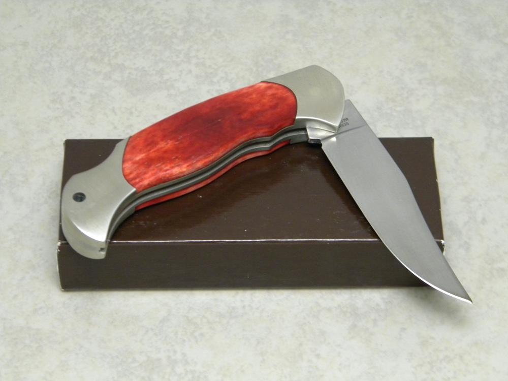 Boker Solingen Germany Stainless Tree Brand Classic Red Bone 2006 Lockback  Knife in Box