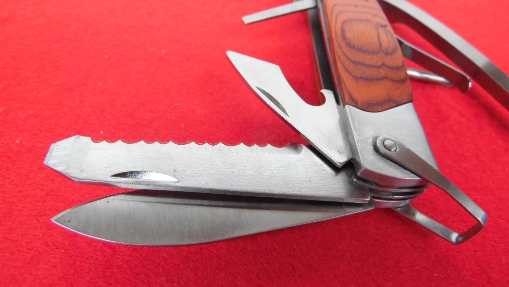 SHEFFIELD STAINLESS AND WOOD HAMMER MULTITOOL IN SHEATH UNUSED 11