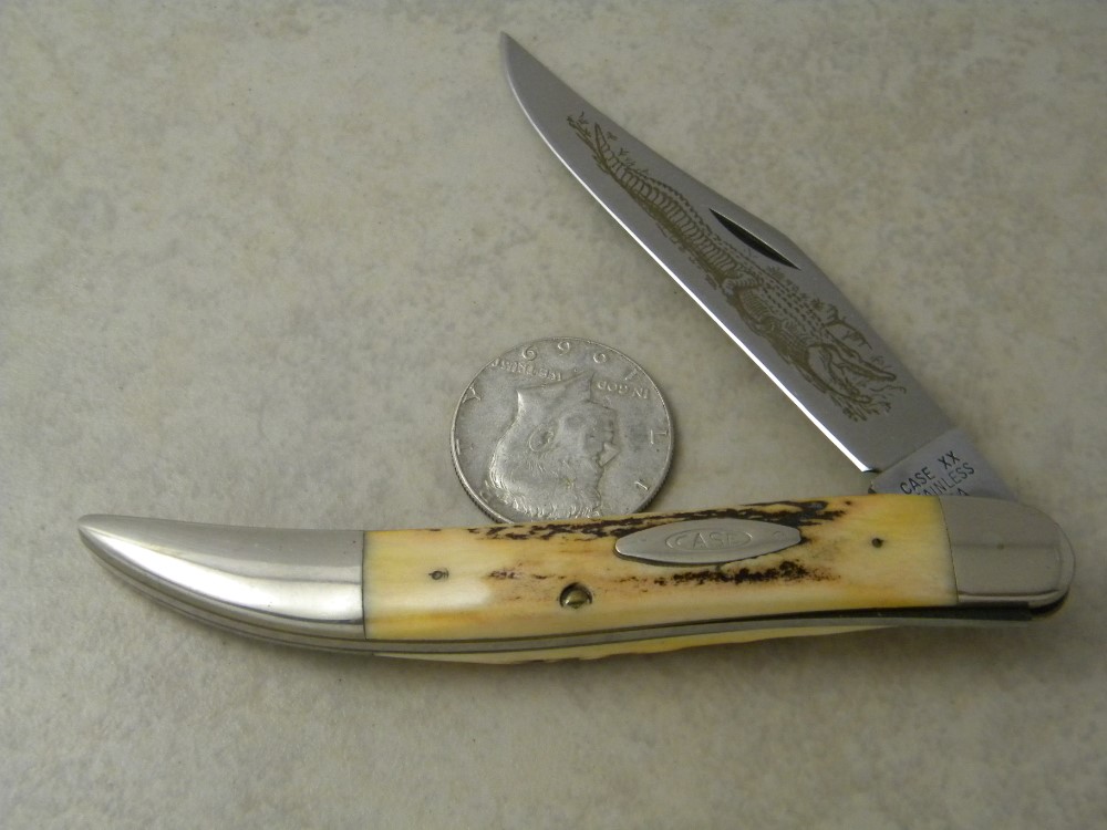 Case XX Stainless USA 1979 Stag 51093 SSP Gator Etch Toothpick Knife