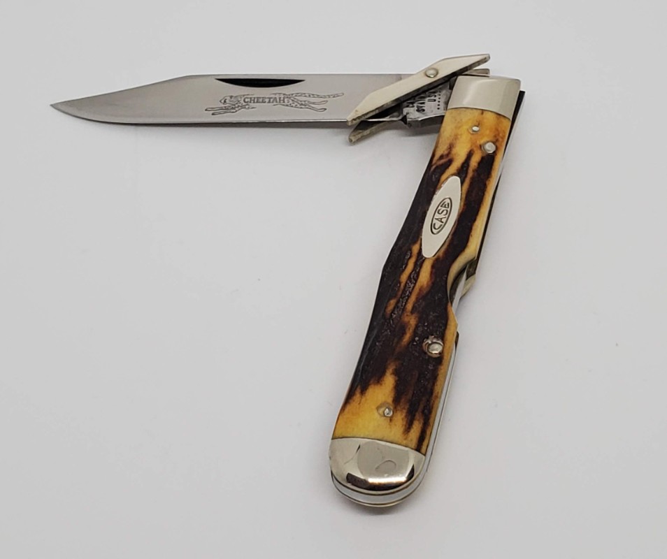 No.24　CASE XX BLUE SCROLL LOCKBACK SWING GUARD STAG HANDLE 5111-1/2 LSSP 3DOT ケース　5111 1/2　LSSP　ブルースクロール CASE XX 5111 1/2 BLUE SCROLL L SSP CHEETAH LOCKBACK 3 DOT