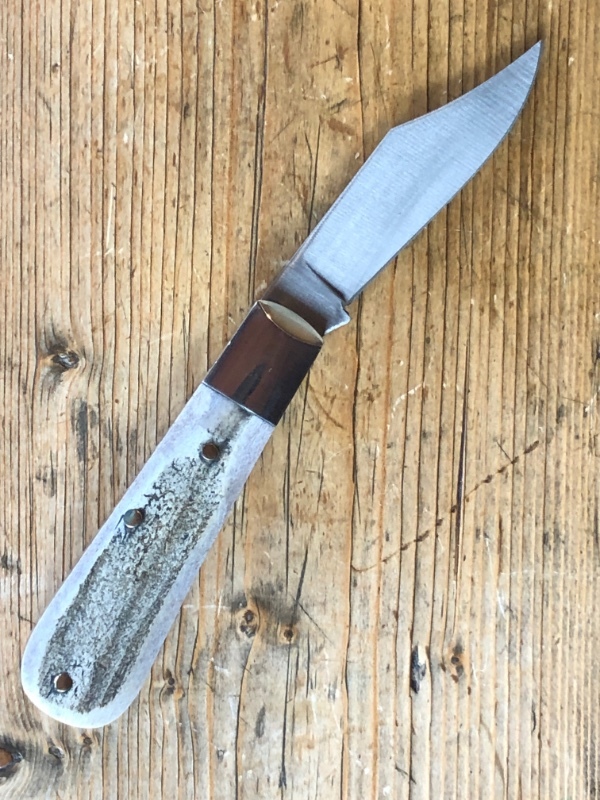 A Wright & Son Traditional Barlow Knife with Stag Scales and Clip Blade