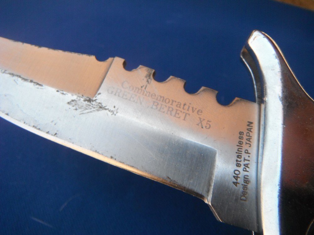 SABURO HANDMADE IN JAPAN COMMEMORATIVE GREEN BERET X5 FOLDING FIGHTING KNIFE