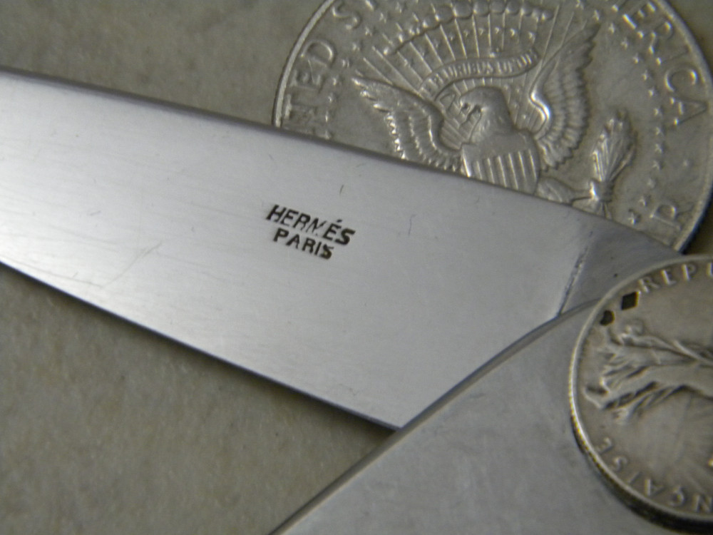 Antique Eloi Pernet Hermes Paris Knife 1920's Silver Coin
