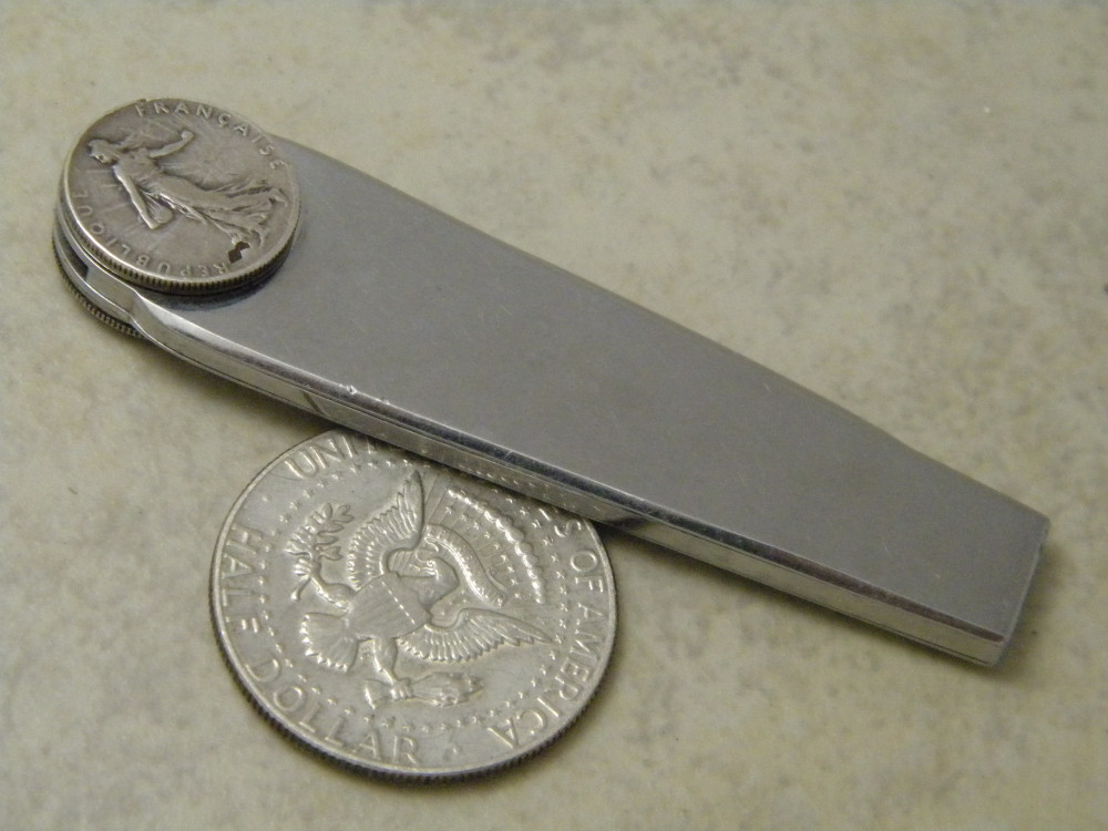 Antique Eloi Pernet Hermes Paris Knife 1920's Silver Coin France