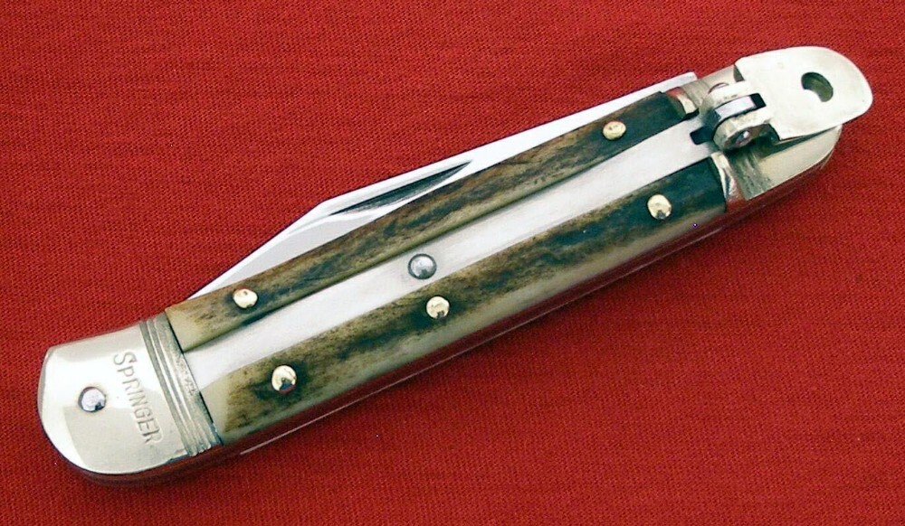 HUBERTUS SOLINGEN ROSTFREI Old Prime Stag AUTOMATIC SWITCHBLADE