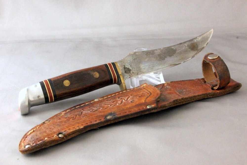 WESTERN W39 Fixed Blade Skinner/Hunting Knife, Original Leather Sheath