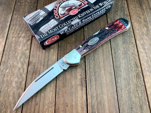 Case Wharncliffe Copperlock Crimson Peach Seed Jigged Bone