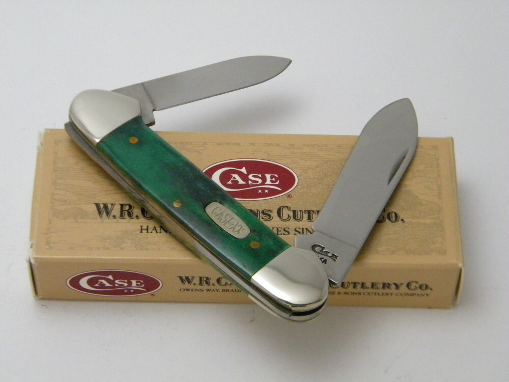 Case XX USA 62131 1997 Green Appaloosa Bone Canoe Knife in Box