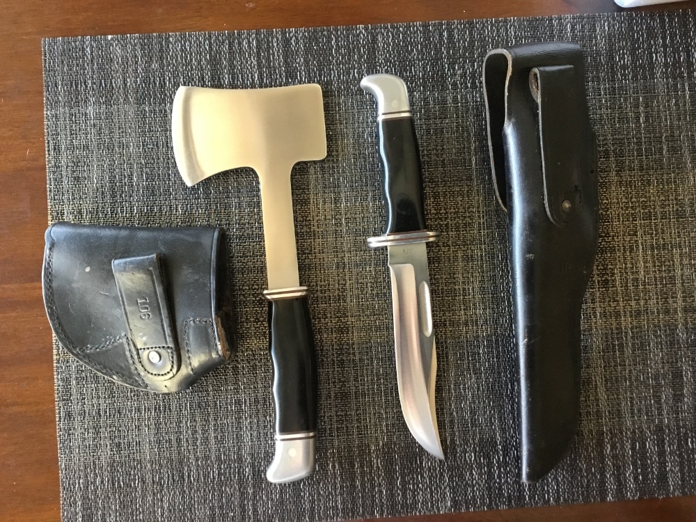 Buck knife and hatchet set 119 fixed blade and 106 hatchet both with