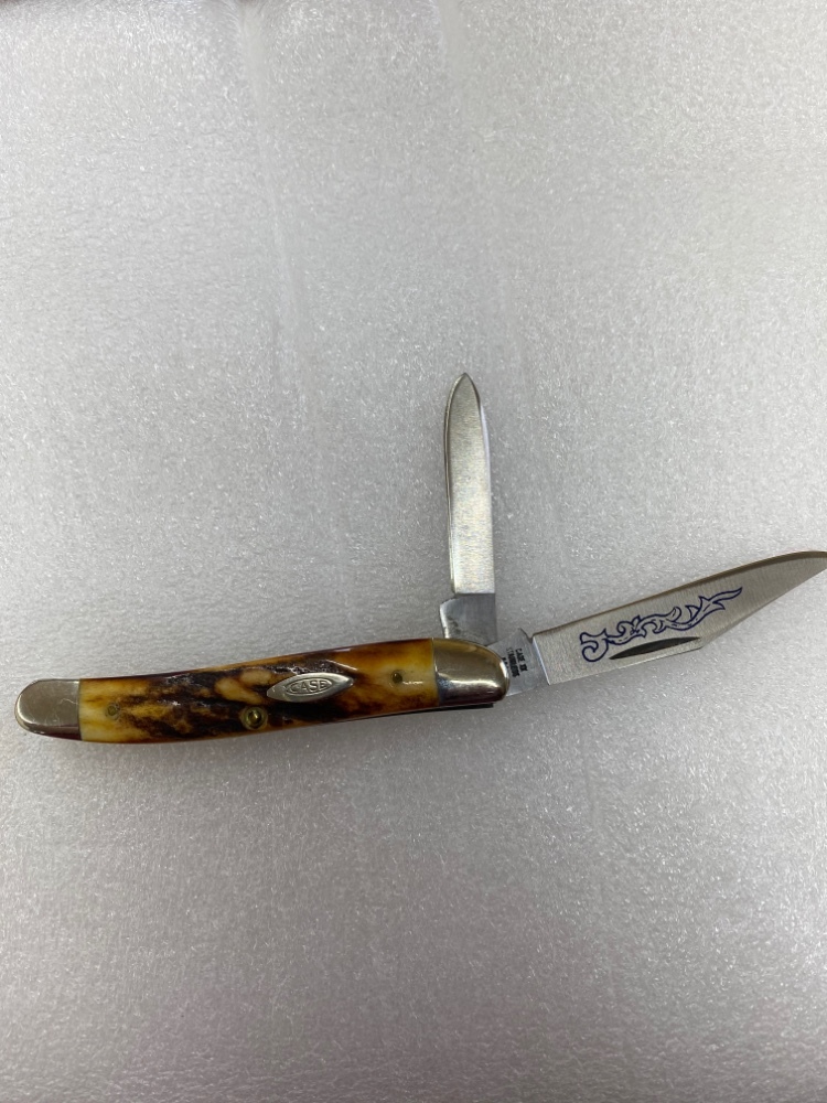 saku☆j 1977 CASE XX STAG BLUE SCROLL 52087 JACK KNIFE MINT SET SN