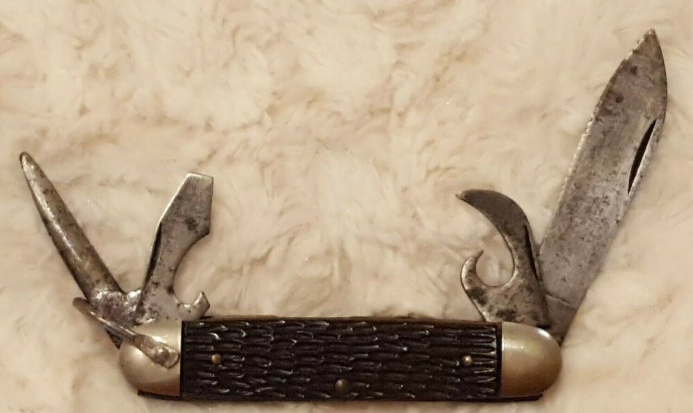 Vintage Ulster USA Jigged Handle Boy Scout Knife