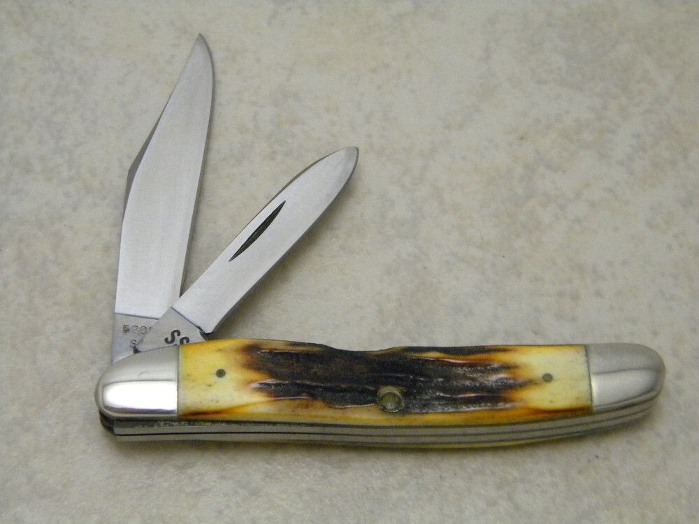 Case XX Stainless USA 52087 Red Scroll 1978 Stag Jack Knife