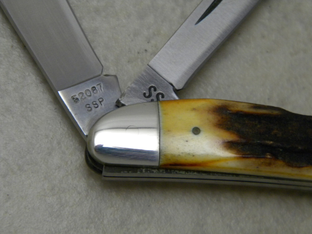 Case XX Stainless USA 52087 Red Scroll 1978 Stag Jack Knife