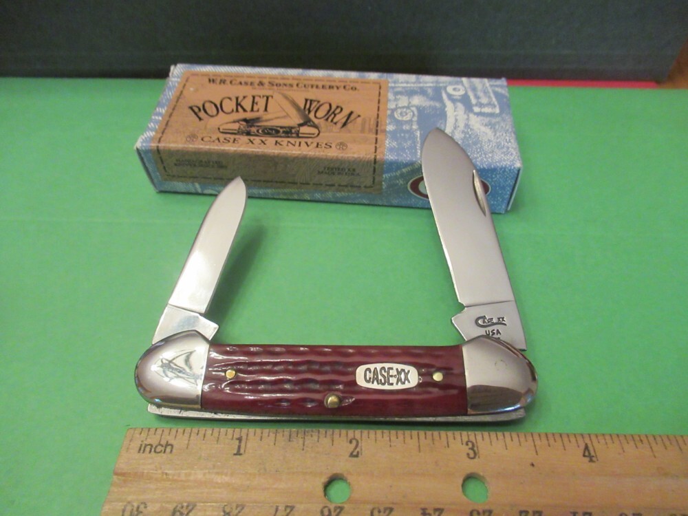 Case XX 1996 Red Bone Pocket Worn Canoe Pattern # 62131 SS