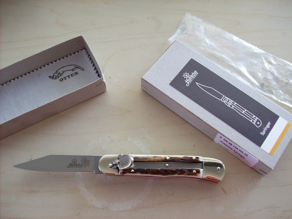 Hubertus Knife Solingen, Germany Size 10 Medium Genuine Stag NIB