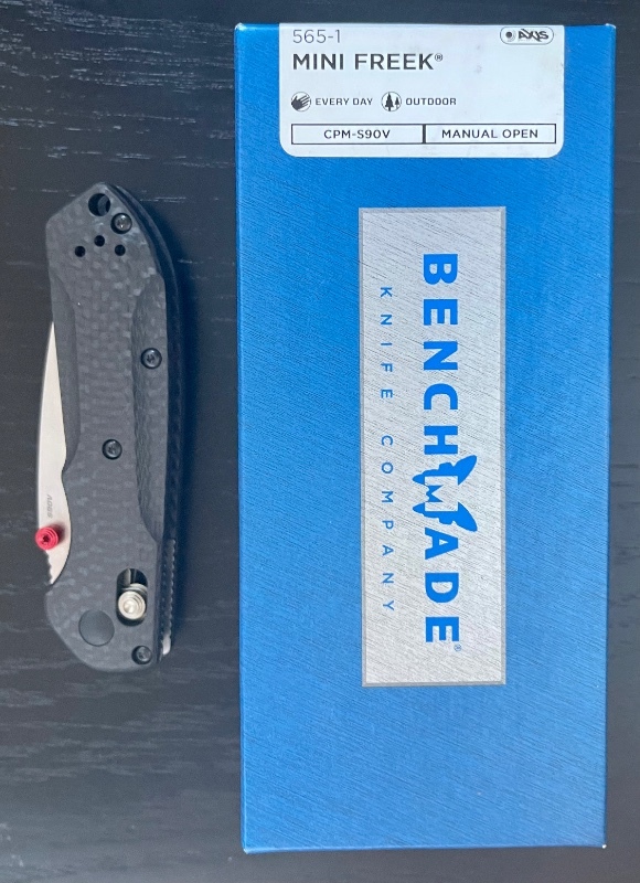 Benchmade Mini Freek Folding Knife 3 S90V Satin Plain Blade