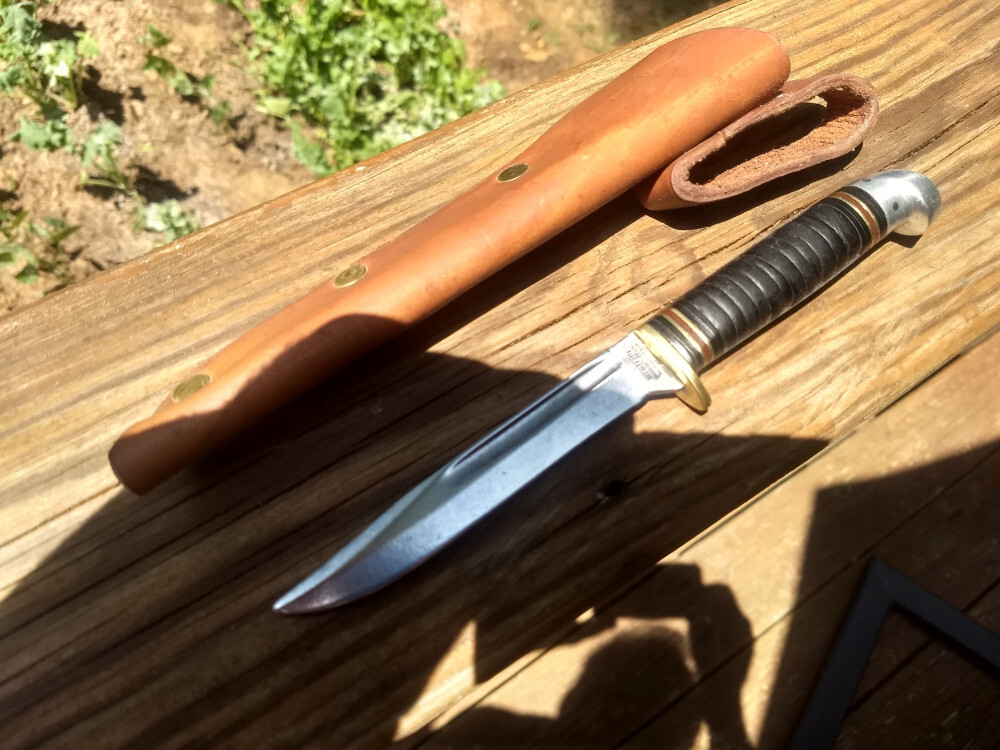 WESTERN BIRD AND TROUT KNIFE WITH CUSTOM SHEATH