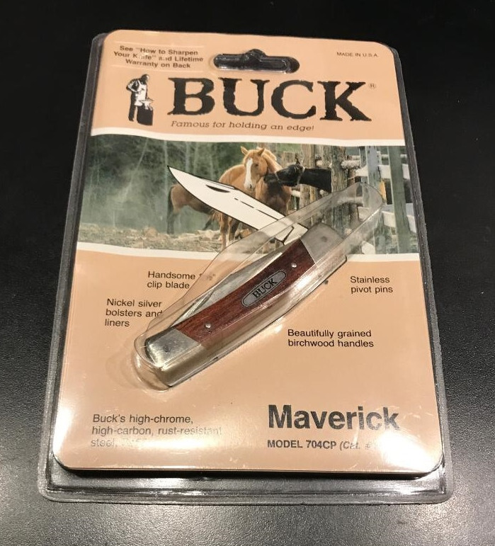 MINT 1987 Buck U.S.A. 704 "MAVERICK" FoldingBlade Pocket Knife