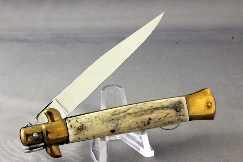 KISSING CRANE KC48 Locking Stiletto Folding Knife, Stag KISSING CRANE KC48 Locking Stiletto Folding Knife, Stag