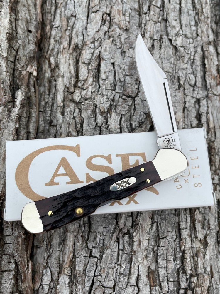 CASE XX ** 2023 MAHOGANY PEACH SEED JIG BONE CARBON STEEL MINI