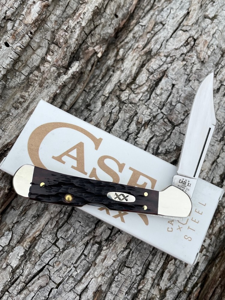 CASE XX ** 2023 MAHOGANY PEACH SEED JIG BONE CARBON STEEL MINI