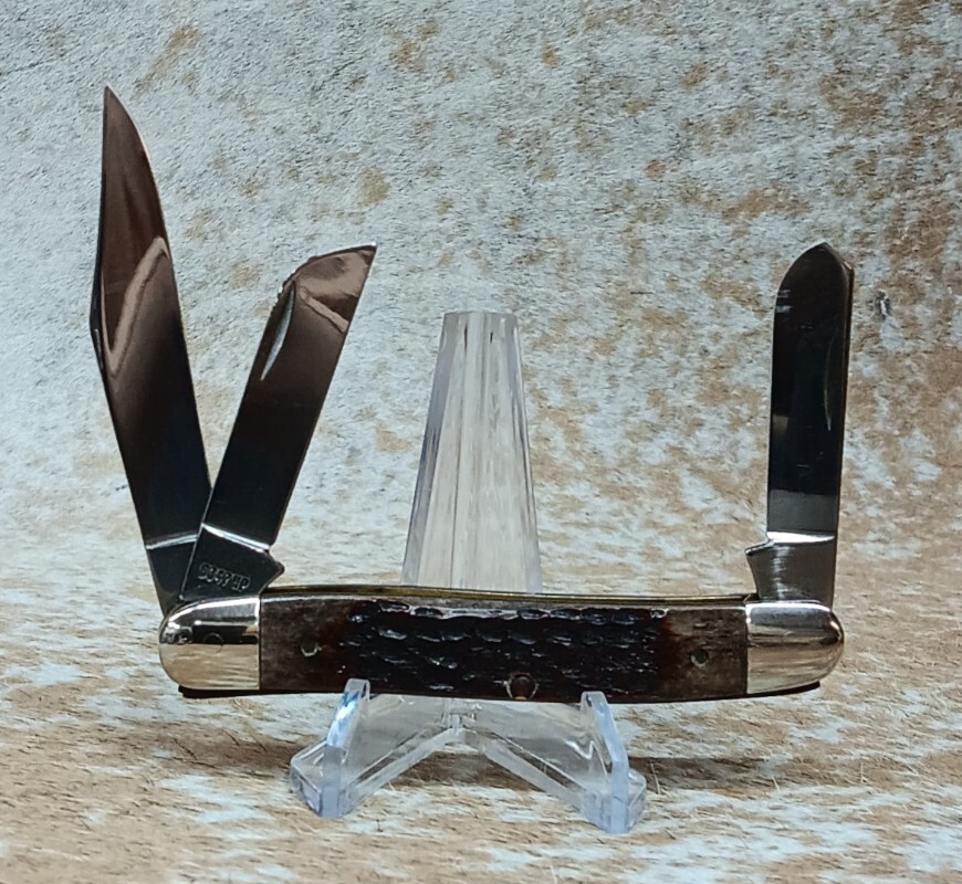 Case XX 6347 HP Stockman Knife 1985 Brown And Green Jigged Bone