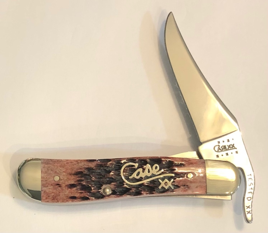 New In Box 2001 Case Cranberry Bone Silver Script Russlock