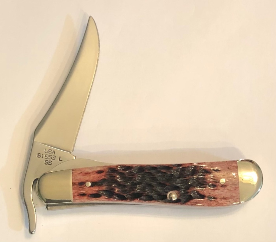 New In Box 2001 Case Cranberry Bone Silver Script Russlock