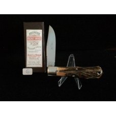 Schatt and Morgan - #4L Woodsman Lockback - Burnt Stag Handles - G Schatt and Morgan - #4L Woodsman Lockback - Burnt Stag Handles - G