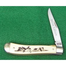 Schrade SC503 Scrimshawed Gunstock Trapper Schrade SC503 Scrimshawed Gunstock Trapper