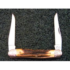 Case XX SS USA 9 Dot 1981 Gen. Stag Muskrat Knife SSP Engraved Bolsters Case XX SS USA 9 Dot 1981 Gen. Stag Muskrat Knife SSP Engraved Bolsters