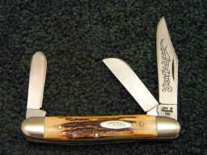Case XX Stainless USA 4 Dot (1976) 5347 HP SSP Stag Blue Scroll