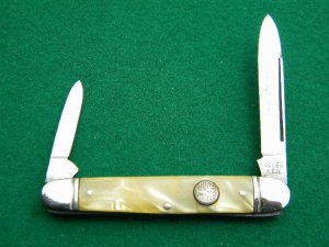 Boker USA Tree Brand 1428 Cracked Ice Etched 2 Blade Pen - C. 1960's
