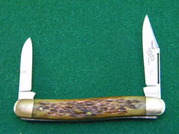 Ulster 1950's Green Rogers Bone Etched 2 Blade Stockman - Mint